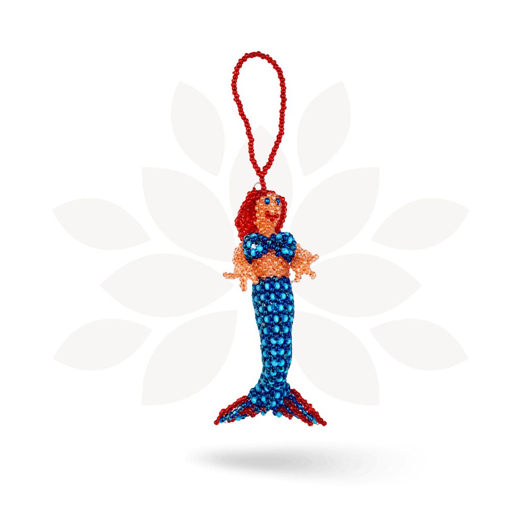 Mermaid Seed Bead Handmade Ornament - Guatemala Decor La Vie Bien Mermaid Seed Bead Handmade Ornament - Guatemala