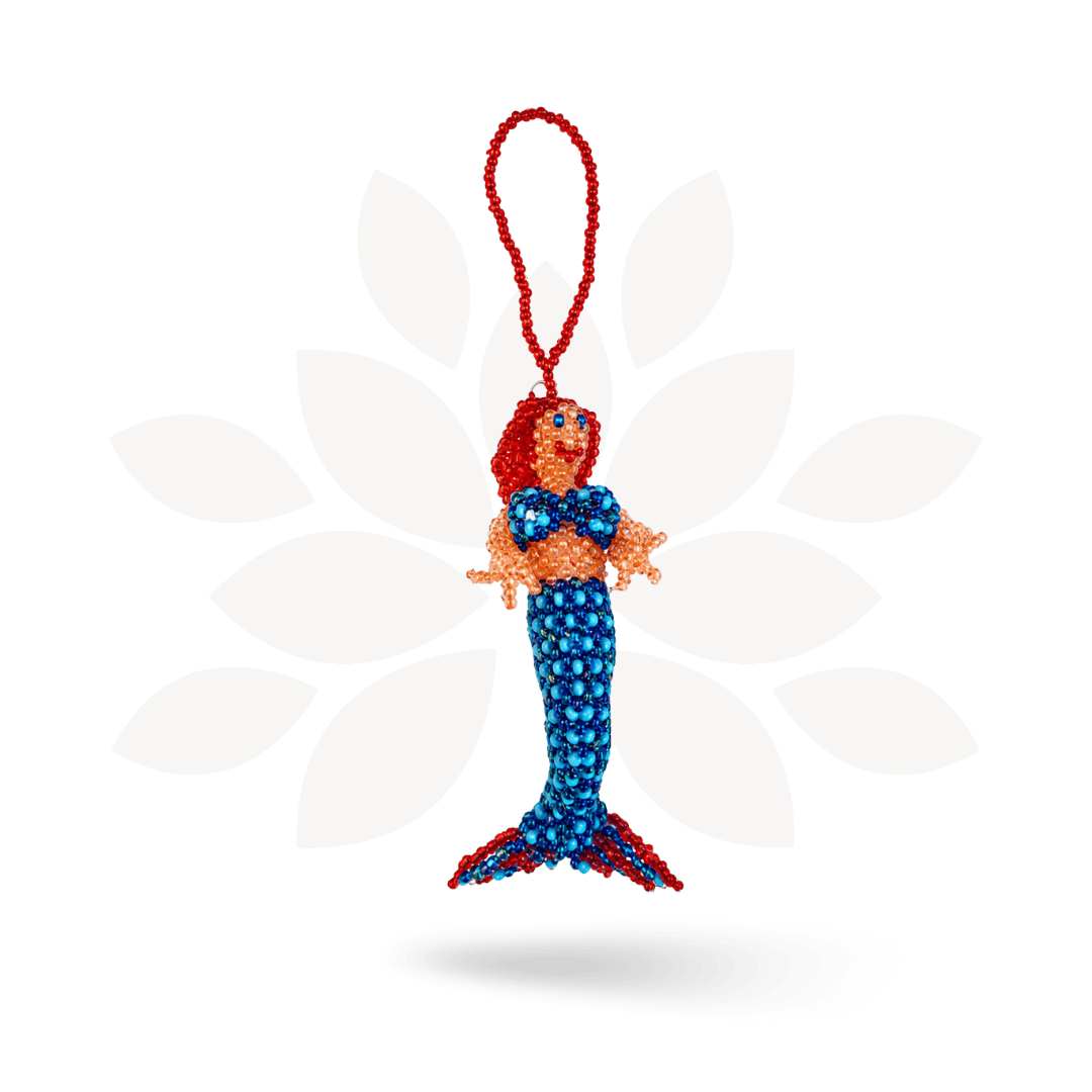 Mermaid Seed Bead Handmade Ornament - Guatemala Decor La Vie Bien Mermaid Seed Bead Handmade Ornament - Guatemala