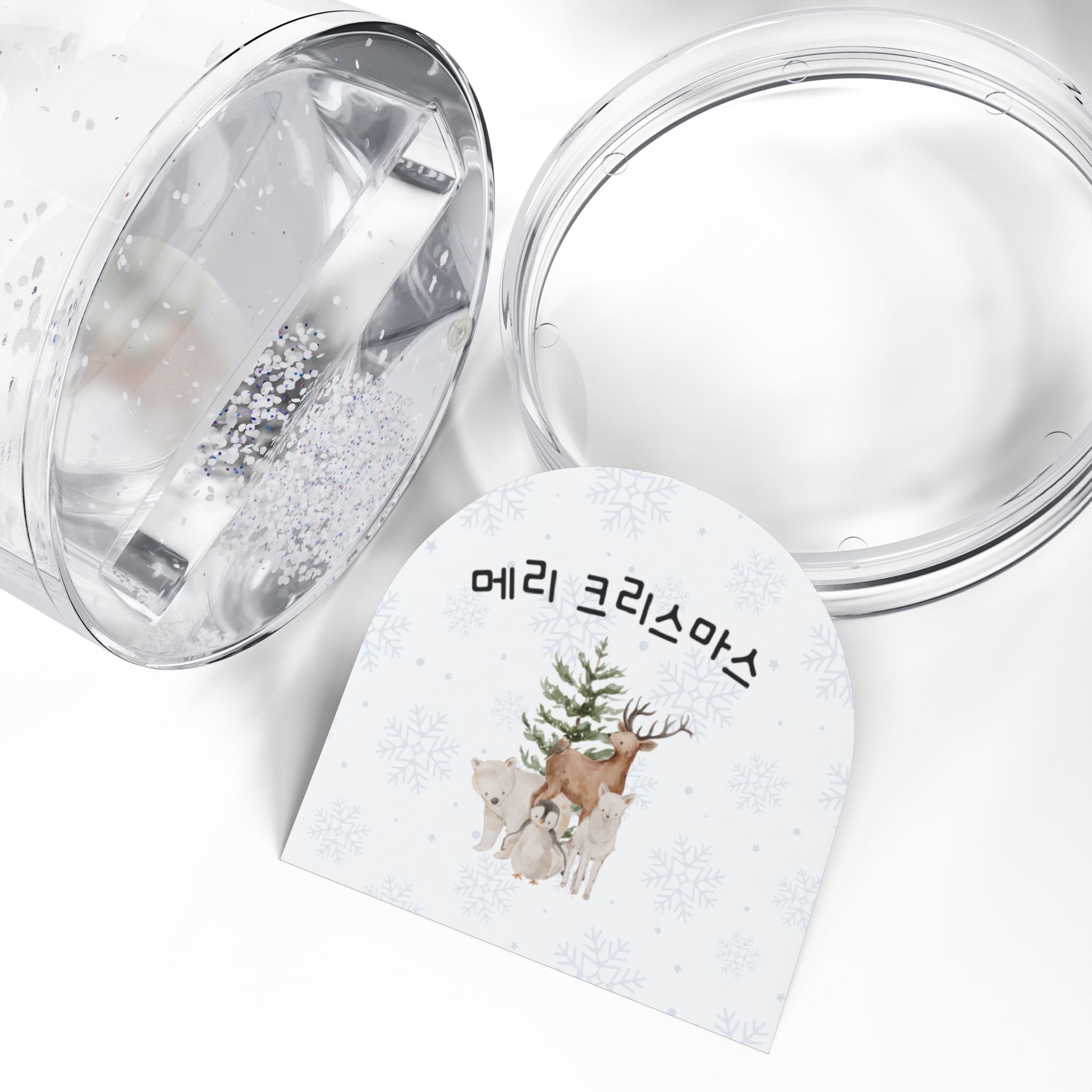 메리 크리스마스 Merry Christmas Korean woodland animals snow globe, Christmas mantel decor Home Decor La Vie Bien 메리 크리스마스 Merry Christmas Korean woodland animals snow globe, Christmas mantel decor