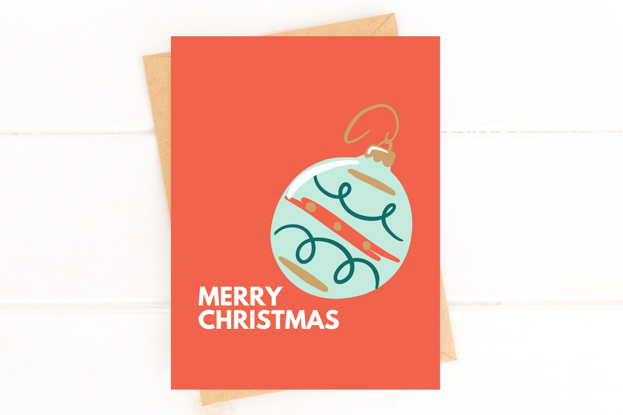 Merry Christmas Ornament Simple Christmas Card by Five Dot Post