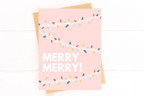 Merry Merry Christmas Lights Pink Holiday Card by Five Dot Post