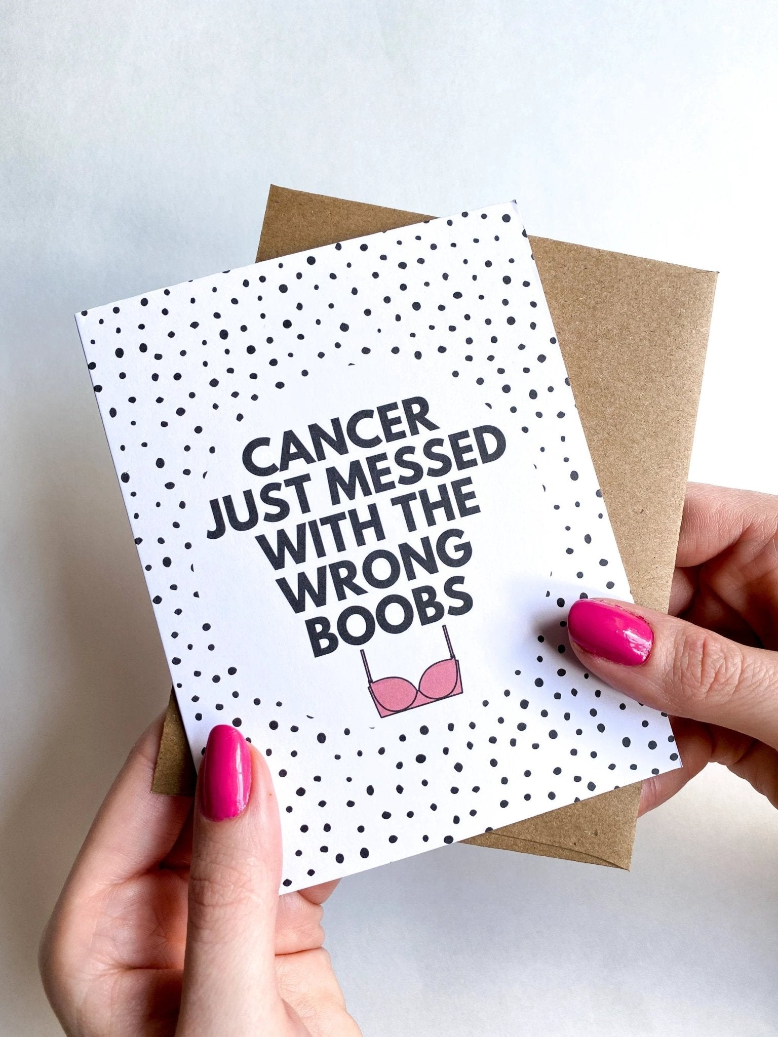 Messed With the Wrong Boobs Funny Breast Cancer Get Well Card by Five Dot Post