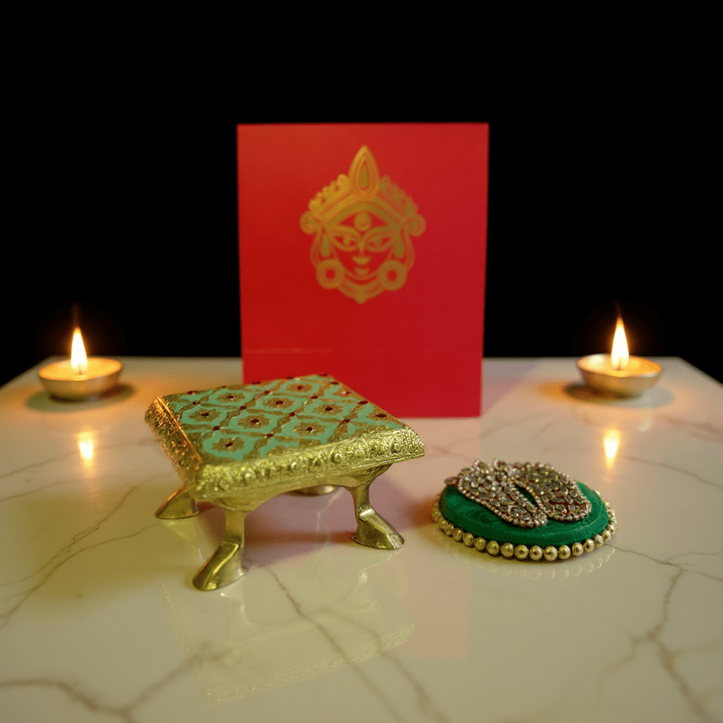 Metal Bajot or Pooja Chowki/ Manai La Vie Bien Metal Bajot or Pooja Chowki/ Manai