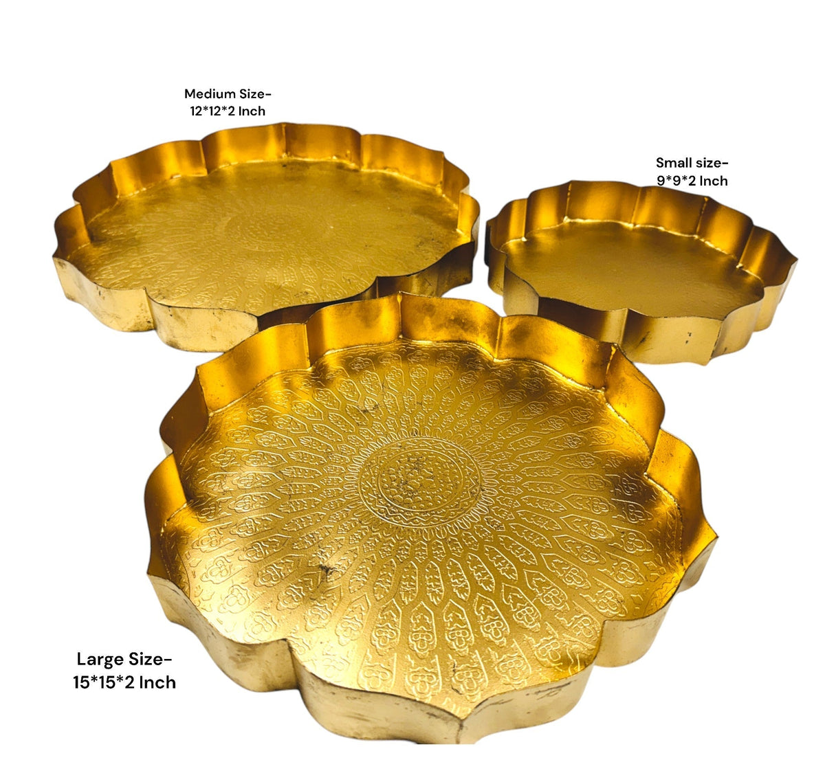 Metal Urli Tray, Set of 3 Festive Decor La Vie Bien Metal Urli Tray, Set of 3
