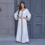 Metallic Embroidered Lace Trim Abaya (MA367) La Vie Bien Metallic Embroidered Lace Trim Abaya (MA367)