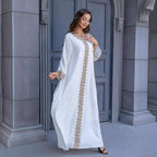 Metallic Embroidered Lace Trim Abaya (MA367) La Vie Bien Metallic Embroidered Lace Trim Abaya (MA367)