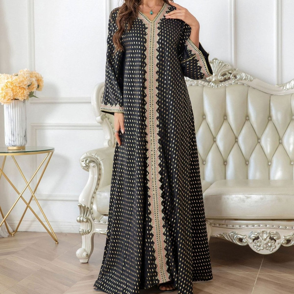 Metallic Embroidered Lace Trim Abaya (MA367) La Vie Bien Metallic Embroidered Lace Trim Abaya (MA367)