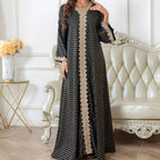 Metallic Embroidered Lace Trim Abaya (MA367) La Vie Bien Metallic Embroidered Lace Trim Abaya (MA367)