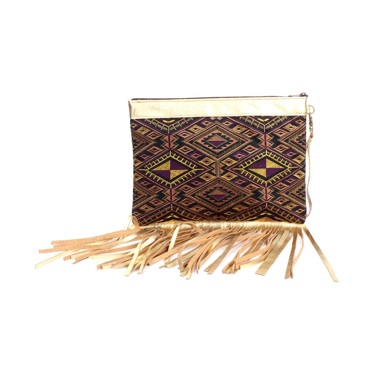 Metallic Leather & Embroidery Wristlet iPad | Tablet Bag - Thailand Bags La Vie Bien Metallic Leather & Embroidery Wristlet iPad | Tablet Bag - Thailand