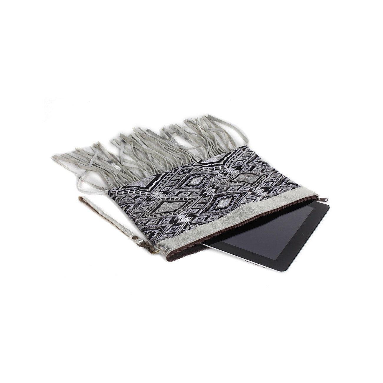 Metallic Leather & Embroidery Wristlet iPad | Tablet Bag - Thailand Bags La Vie Bien Metallic Leather & Embroidery Wristlet iPad | Tablet Bag - Thailand