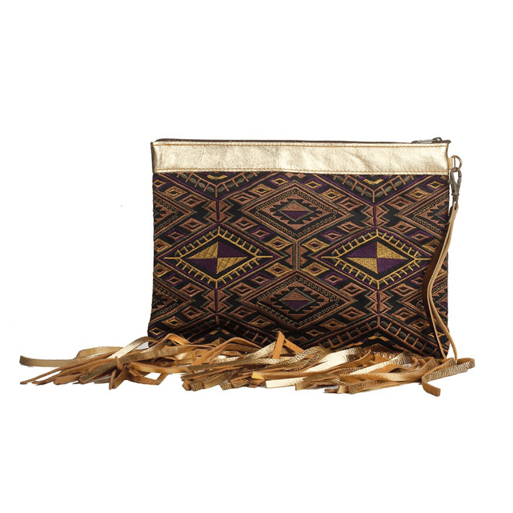 Metallic Leather & Embroidery Wristlet iPad | Tablet Bag - Thailand Bags La Vie Bien Metallic Leather & Embroidery Wristlet iPad | Tablet Bag - Thailand