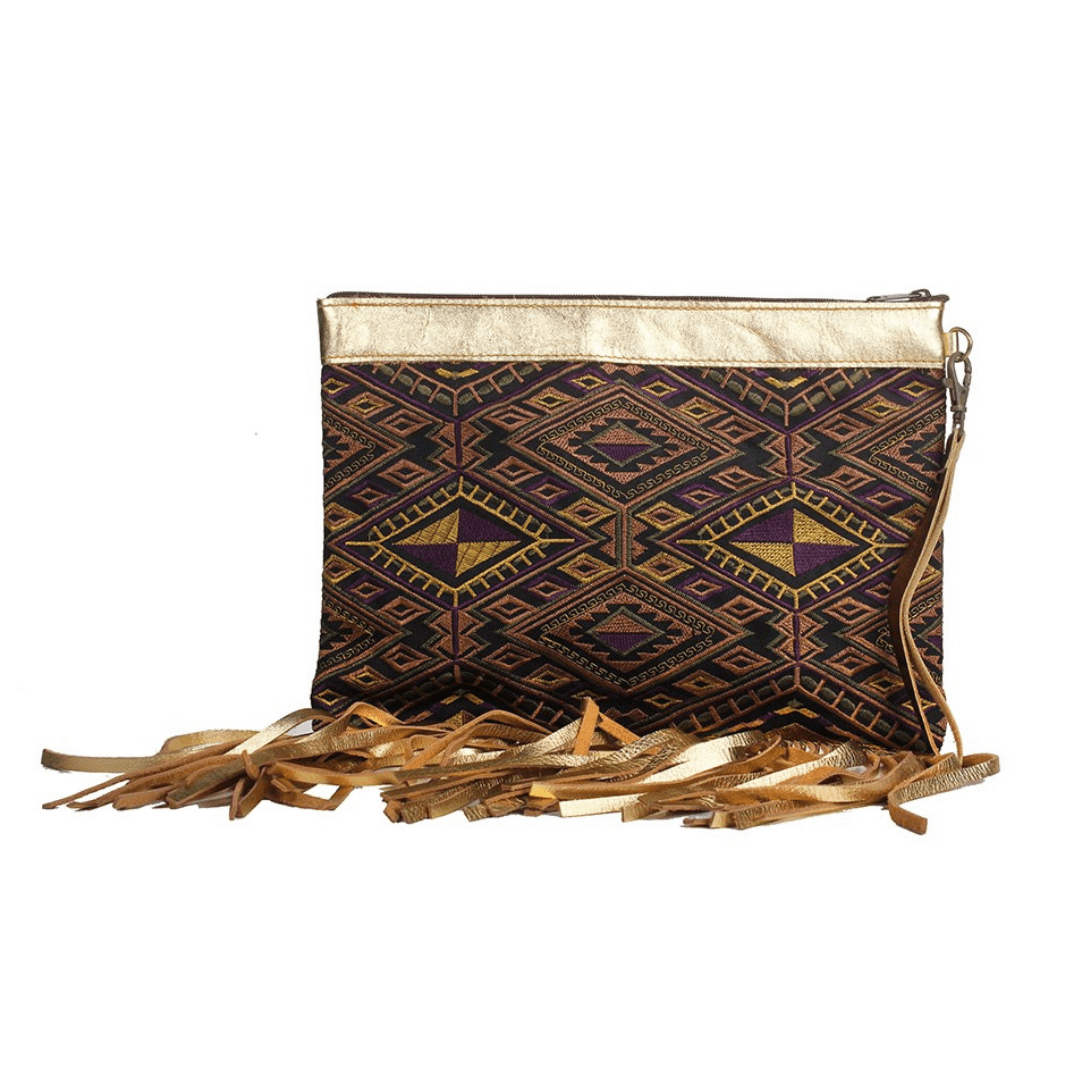 Metallic Leather & Embroidery Wristlet iPad | Tablet Bag - Thailand Bags La Vie Bien Metallic Leather & Embroidery Wristlet iPad | Tablet Bag - Thailand