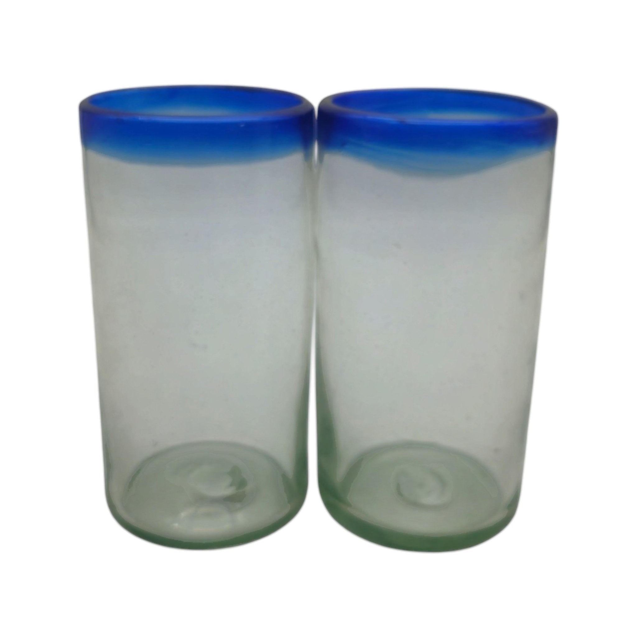 Mexican Blue Rim Tumbler | Hand-Blown Clear Glassware Mexican Drinking Glass La Vie Bien Mexican Blue Rim Tumbler | Hand-Blown Clear Glassware