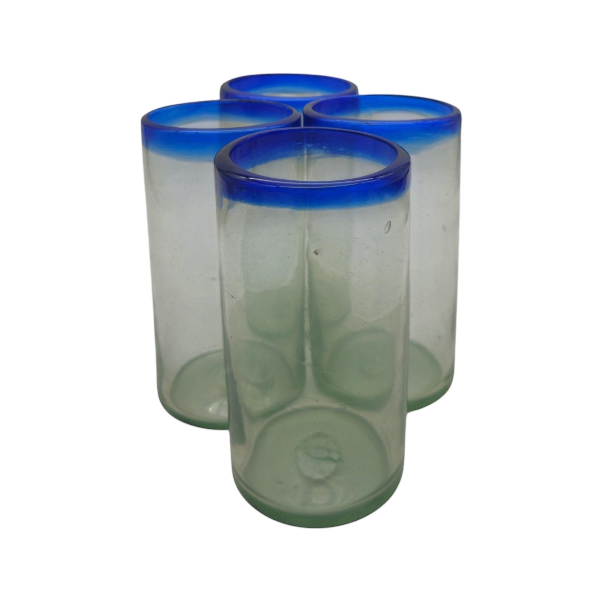 Mexican Blue Rim Tumbler | Hand-Blown Clear Glassware Mexican Drinking Glass La Vie Bien Mexican Blue Rim Tumbler | Hand-Blown Clear Glassware