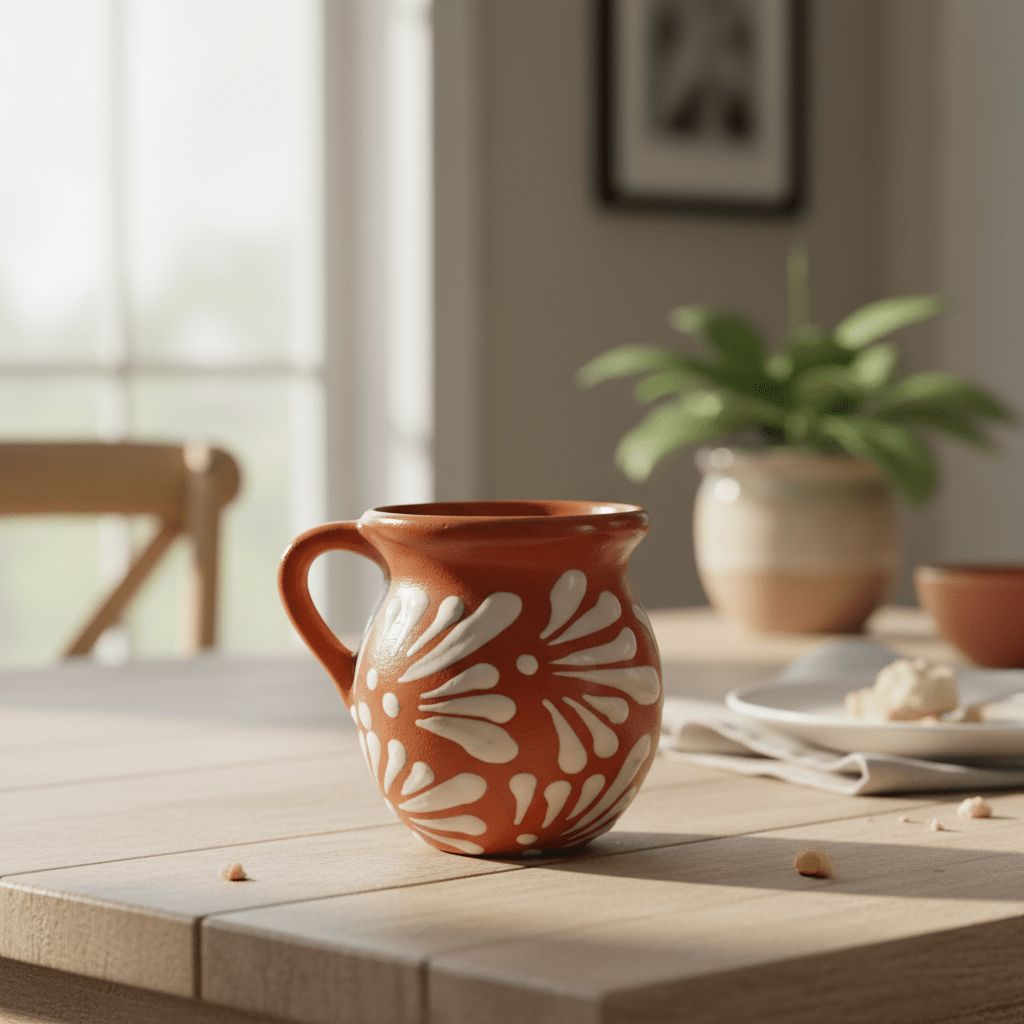 Mexican Clay Jarrito Mug | Handmade Brown Pottery Cup Talavera Mug La Vie Bien Mexican Clay Jarrito Mug | Handmade Brown Pottery Cup