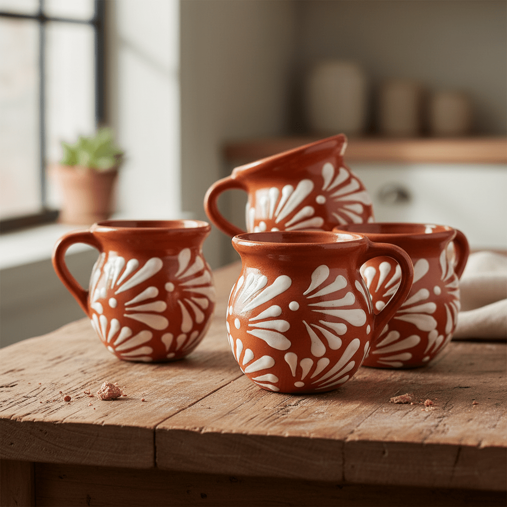 Mexican Clay Jarrito Mug | Handmade Brown Pottery Cup Talavera Mug La Vie Bien Mexican Clay Jarrito Mug | Handmade Brown Pottery Cup