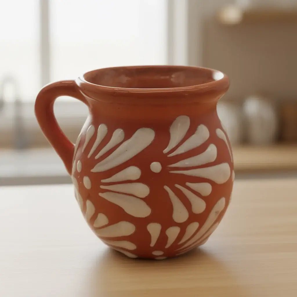 Mexican Clay Jarrito Mug | Handmade Brown Pottery Cup Talavera Mug La Vie Bien Mexican Clay Jarrito Mug | Handmade Brown Pottery Cup