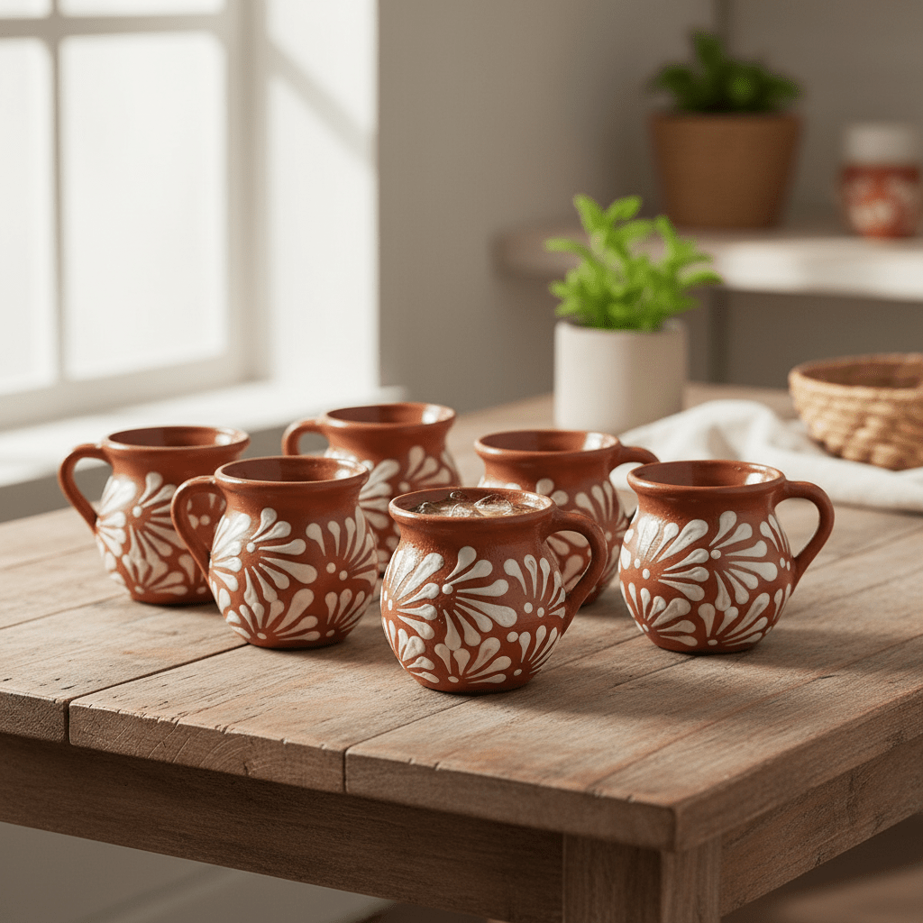 Mexican Clay Jarrito Mug | Handmade Brown Pottery Cup Talavera Mug La Vie Bien Mexican Clay Jarrito Mug | Handmade Brown Pottery Cup