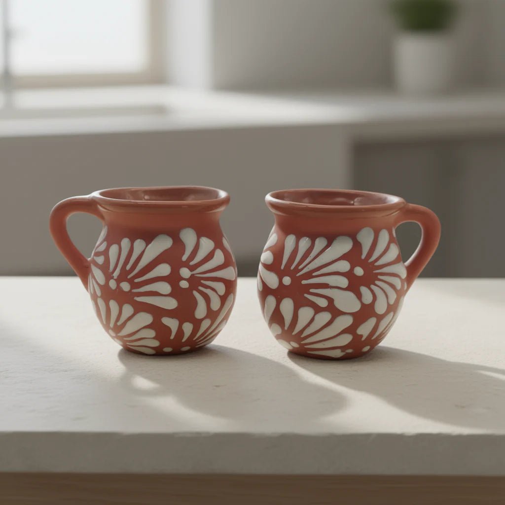 Mexican Clay Jarrito Mug | Handmade Brown Pottery Cup Talavera Mug La Vie Bien Mexican Clay Jarrito Mug | Handmade Brown Pottery Cup