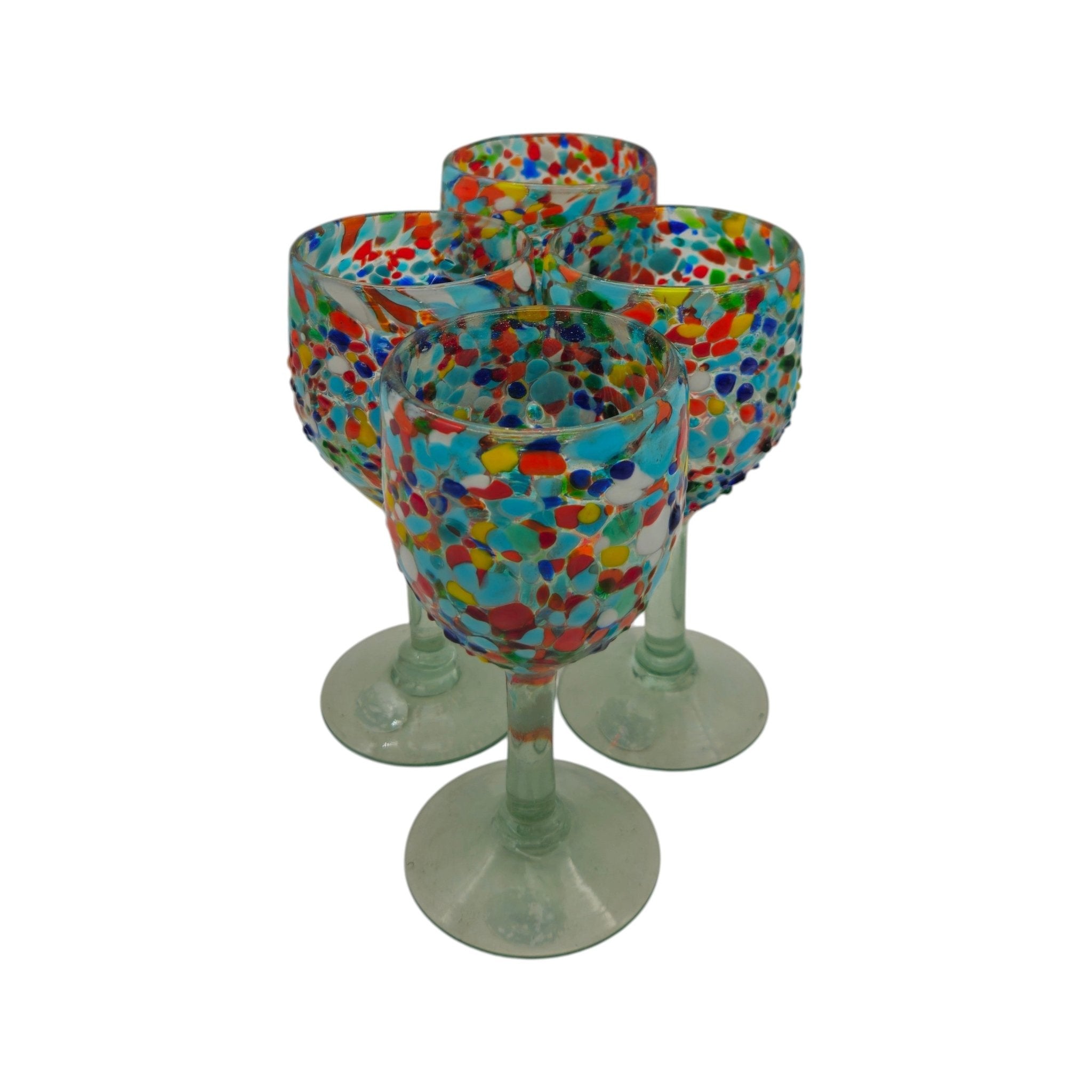 Mexican Confetti Rock Wine Glass | Hand-Blown Confetti Design Mexican Wine Glass La Vie Bien Mexican Confetti Rock Wine Glass | Hand-Blown Confetti Design