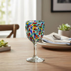 Mexican Confetti Rock Wine Glass | Hand-Blown Confetti Design Mexican Wine Glass La Vie Bien Mexican Confetti Rock Wine Glass | Hand-Blown Confetti Design