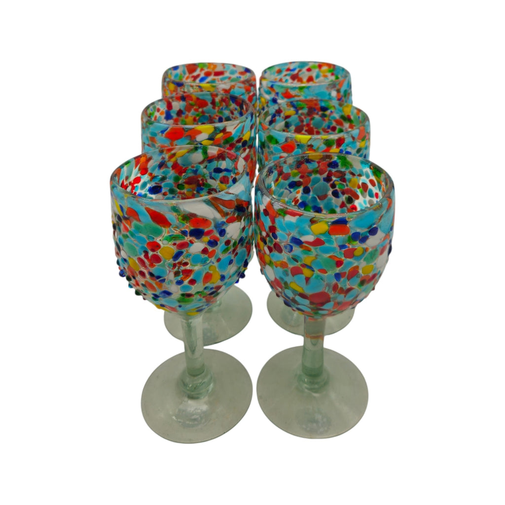 Mexican Confetti Rock Wine Glass | Hand-Blown Confetti Design Mexican Wine Glass La Vie Bien Mexican Confetti Rock Wine Glass | Hand-Blown Confetti Design