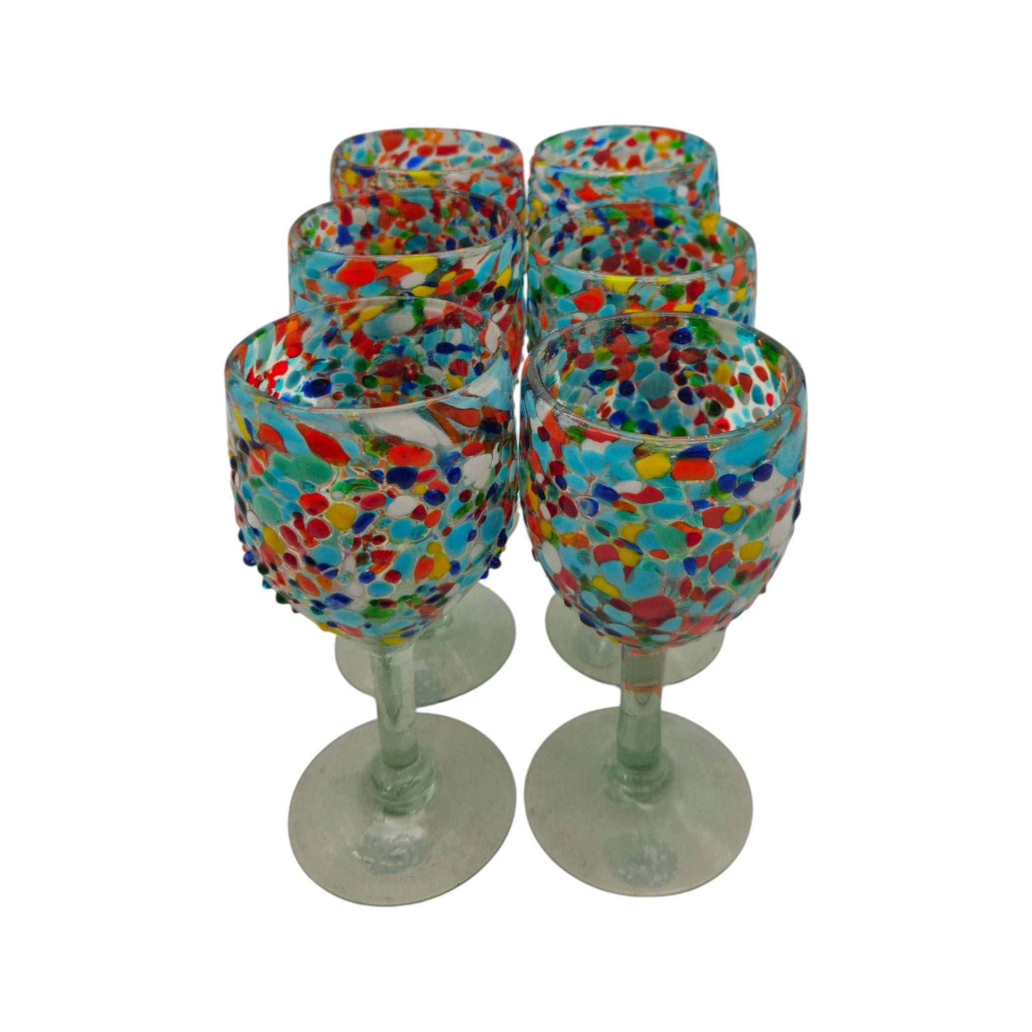 Mexican Confetti Rock Wine Glass | Hand-Blown Confetti Design Mexican Wine Glass La Vie Bien Mexican Confetti Rock Wine Glass | Hand-Blown Confetti Design