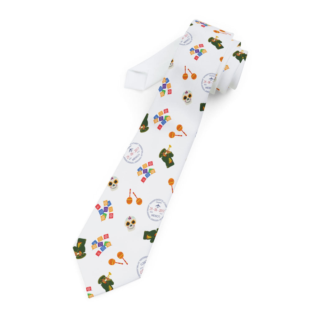 Mexican fiesta Necktie, Mariachi Sugar Skulls Papel Picado and Stamp Design Accessories La Vie Bien Mexican fiesta Necktie, Mariachi Sugar Skulls Papel Picado and Stamp Design