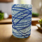Mexican Hand Blown Drinking Glasses | White and Blue Artisan Glassware Mexican Drinking Glass La Vie Bien Mexican Hand Blown Drinking Glasses | White and Blue Artisan Glassware