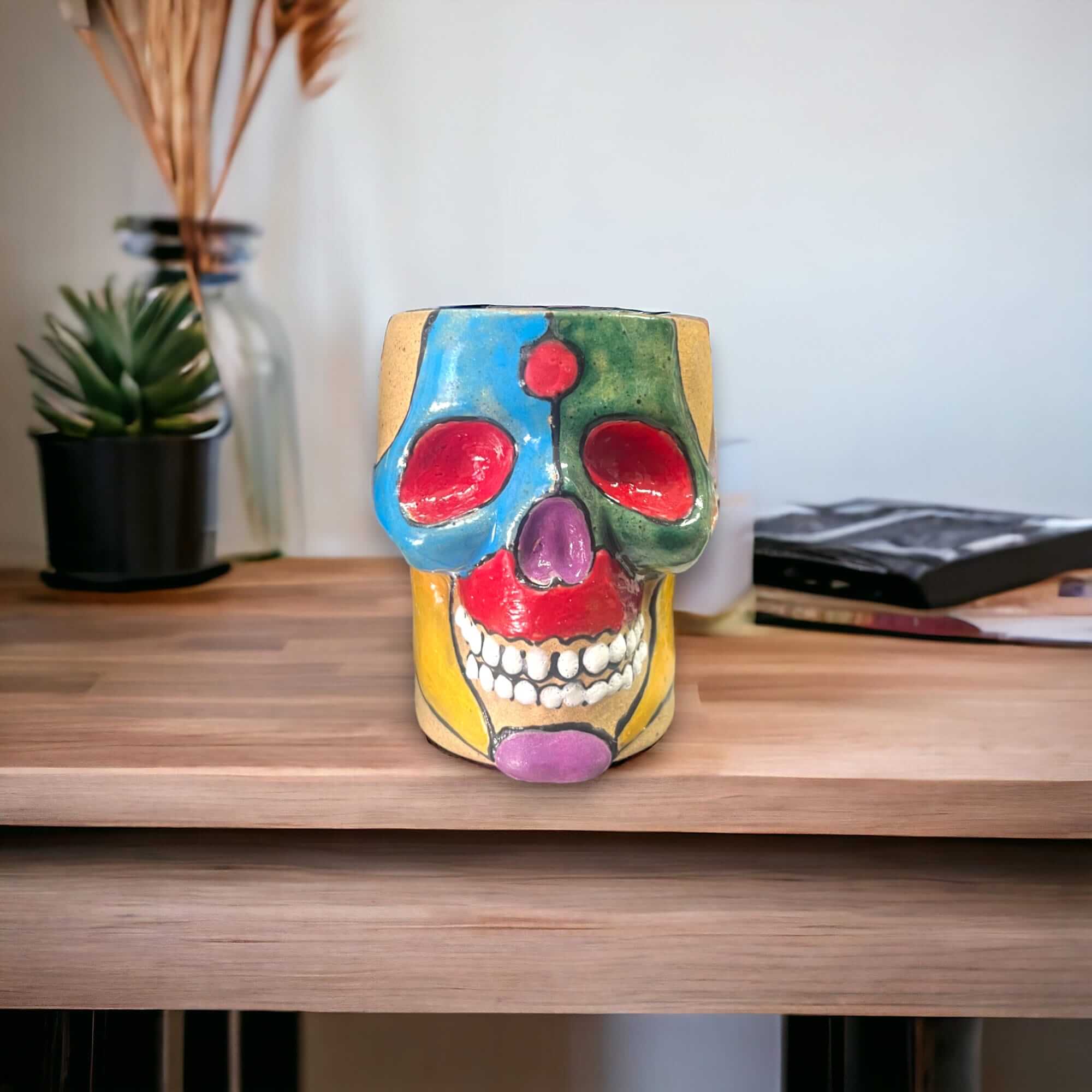 Mexican Handcrafted Skull Planter | Unique Small Flower Pot for Home Decor Mexican Planter La Vie Bien Mexican Handcrafted Skull Planter | Unique Small Flower Pot for Home Decor