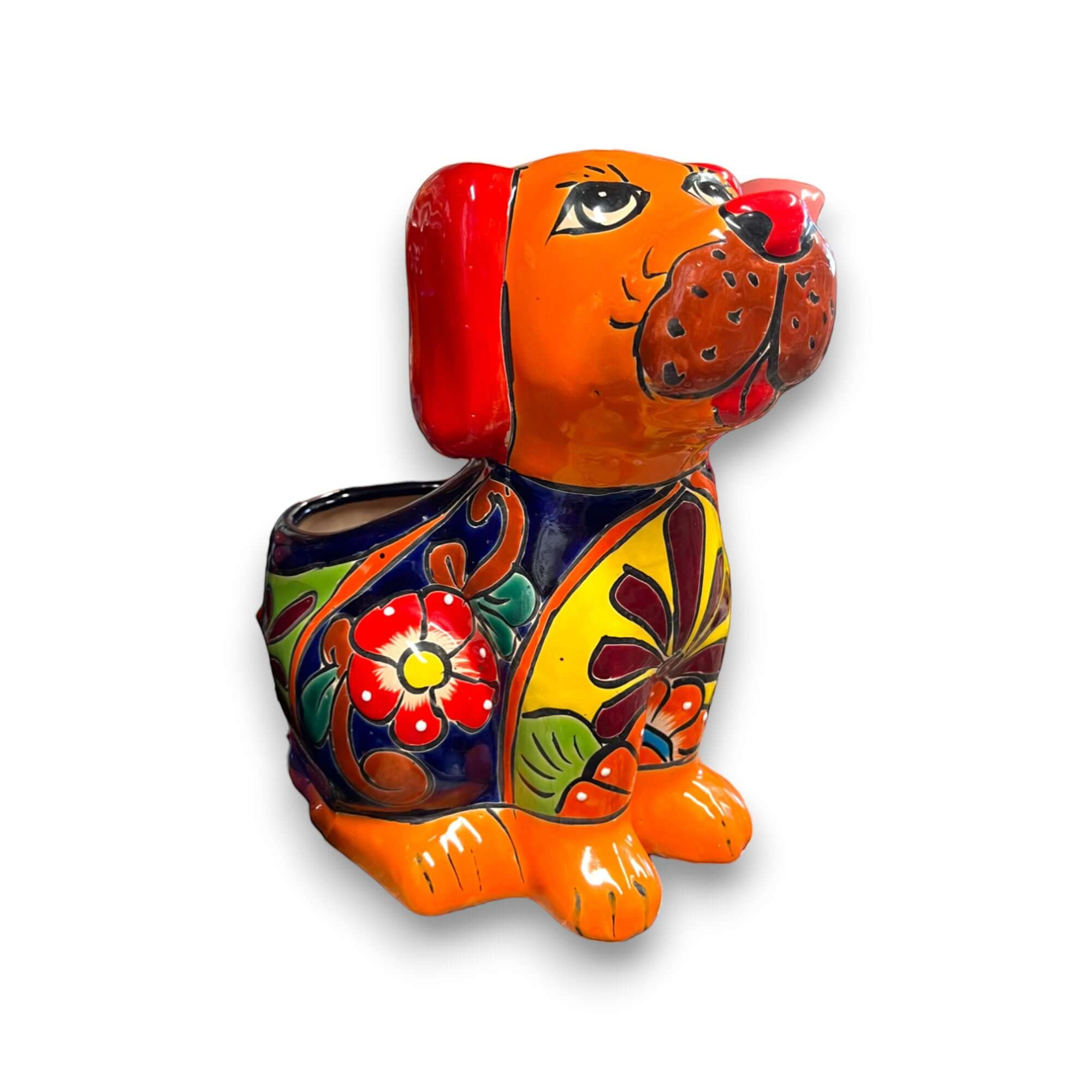 Mexican Handmade Dog Planter | Colorful Hand - Painted Talavera Dog Planter (Medium Size) Talavera Planter La Vie Bien Mexican Handmade Dog Planter | Colorful Hand - Painted Talavera Dog Planter (Medium Size)