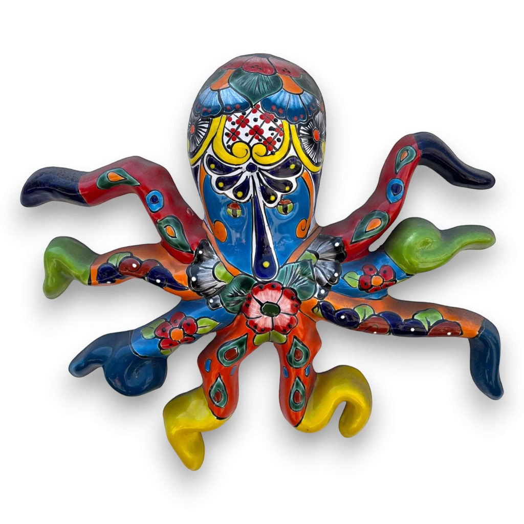 Mexican Handmade Octopus Wall Art | Hand Painted Talavera (Large) Talavera Wall Art La Vie Bien Mexican Handmade Octopus Wall Art | Hand Painted Talavera (Large)