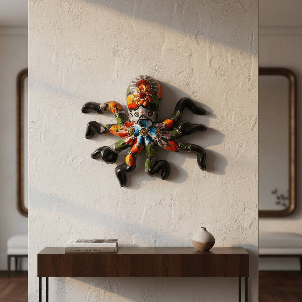 Mexican Handmade Octopus Wall Art | Hand Painted Talavera (Large) Talavera Wall Art La Vie Bien Mexican Handmade Octopus Wall Art | Hand Painted Talavera (Large)
