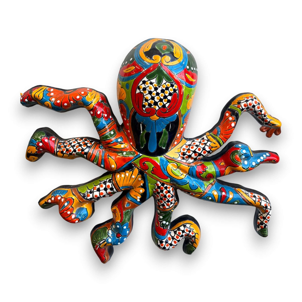 Mexican Handmade Octopus Wall Art | Hand Painted Talavera (Large) Talavera Wall Art La Vie Bien Mexican Handmade Octopus Wall Art | Hand Painted Talavera (Large)