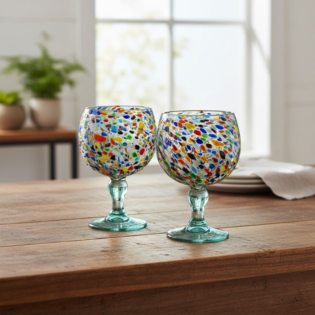 Mexican Margarita Glass | Fish Bowl Confetti Pebble Mexican Margarita Glass La Vie Bien Mexican Margarita Glass | Fish Bowl Confetti Pebble