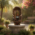 Handcrafted Mexican Outdoor Fountain | Painted Traditional Water Feature