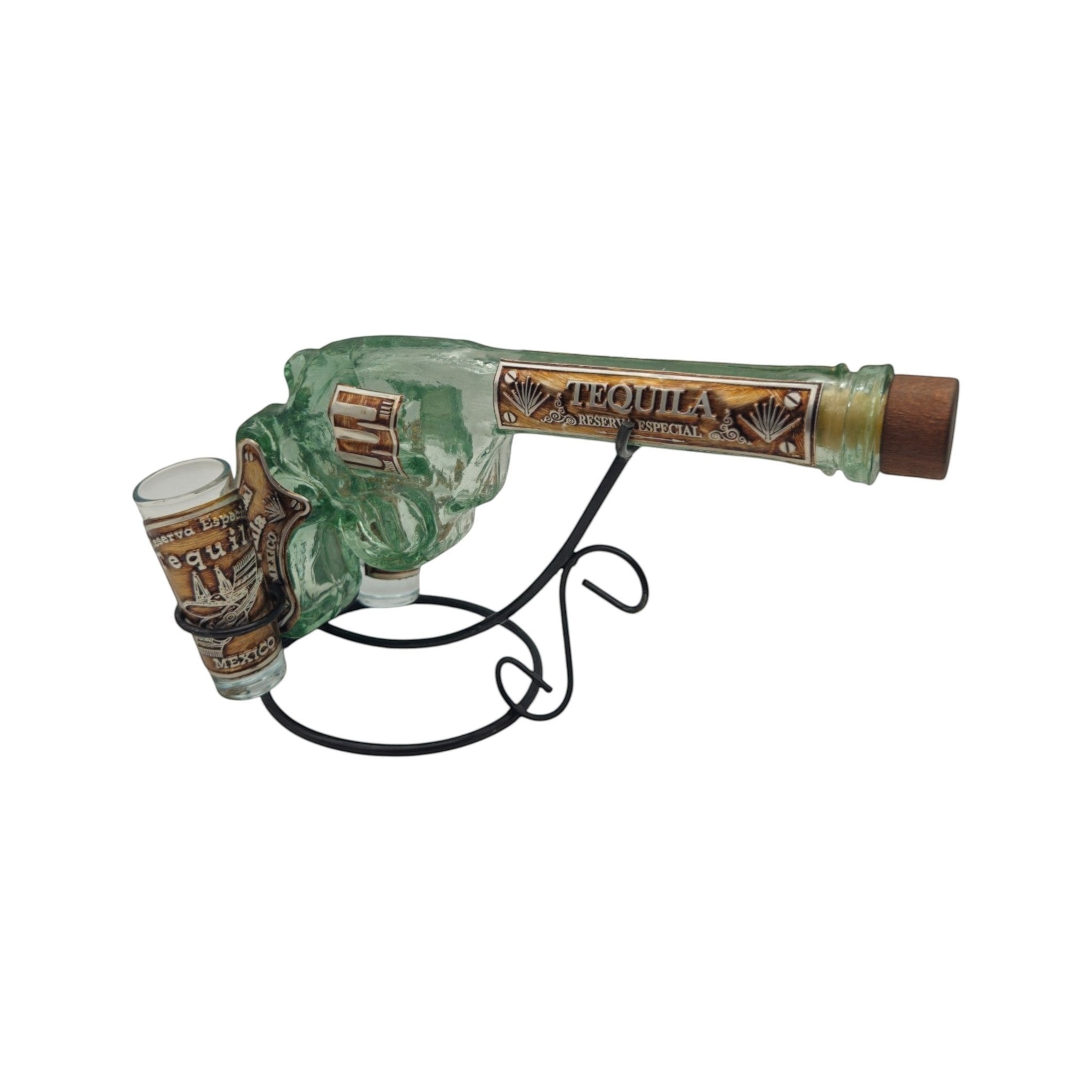Mexican Revolver Tequila Decanter Set | Glass Gun with Shot Glasses Mexican Decanter La Vie Bien Mexican Revolver Tequila Decanter Set | Glass Gun with Shot Glasses