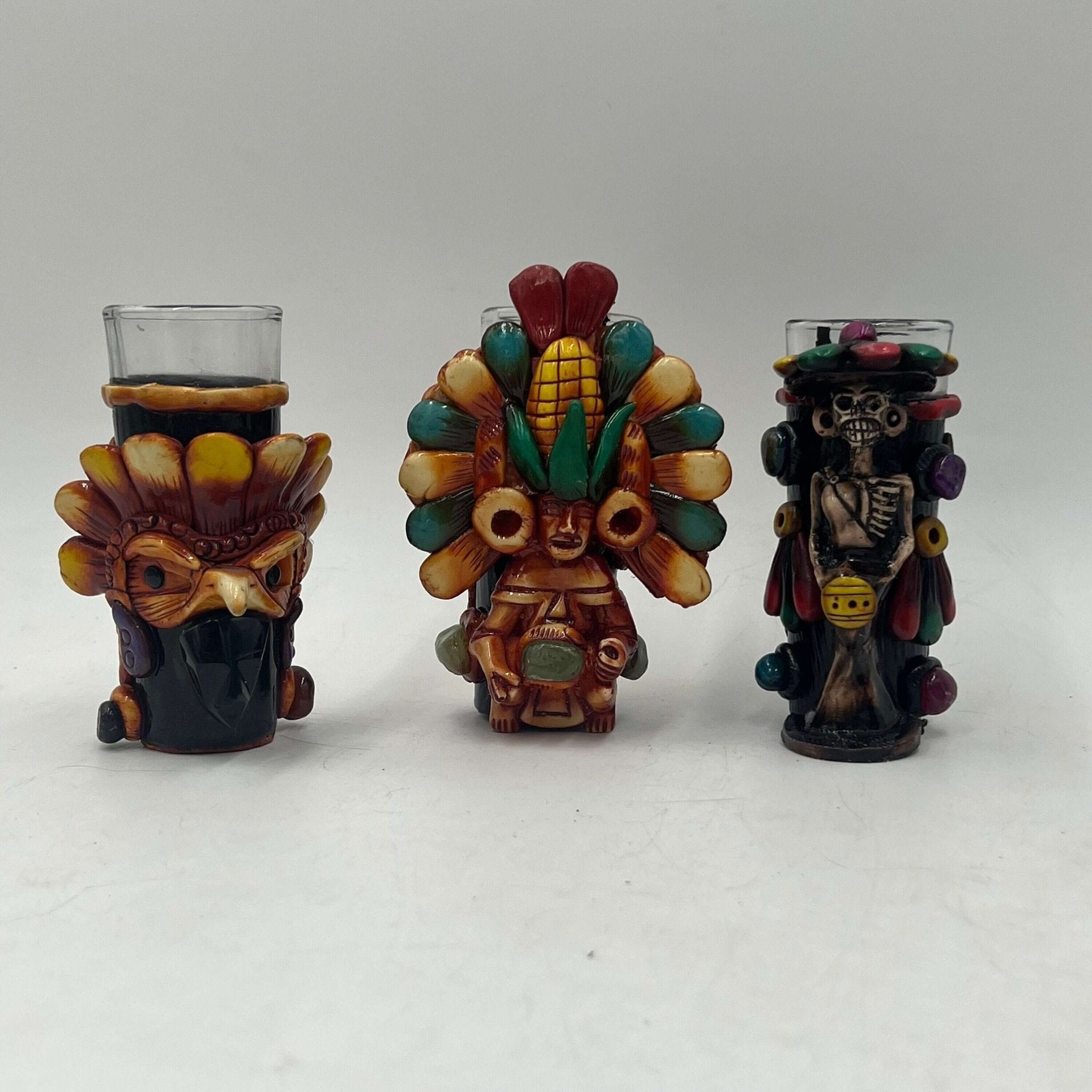 Mexican Shot Glass Set | Artisan Aztec Warrior Decanter Kit Aztec Decor La Vie Bien Mexican Shot Glass Set | Artisan Aztec Warrior Decanter Kit