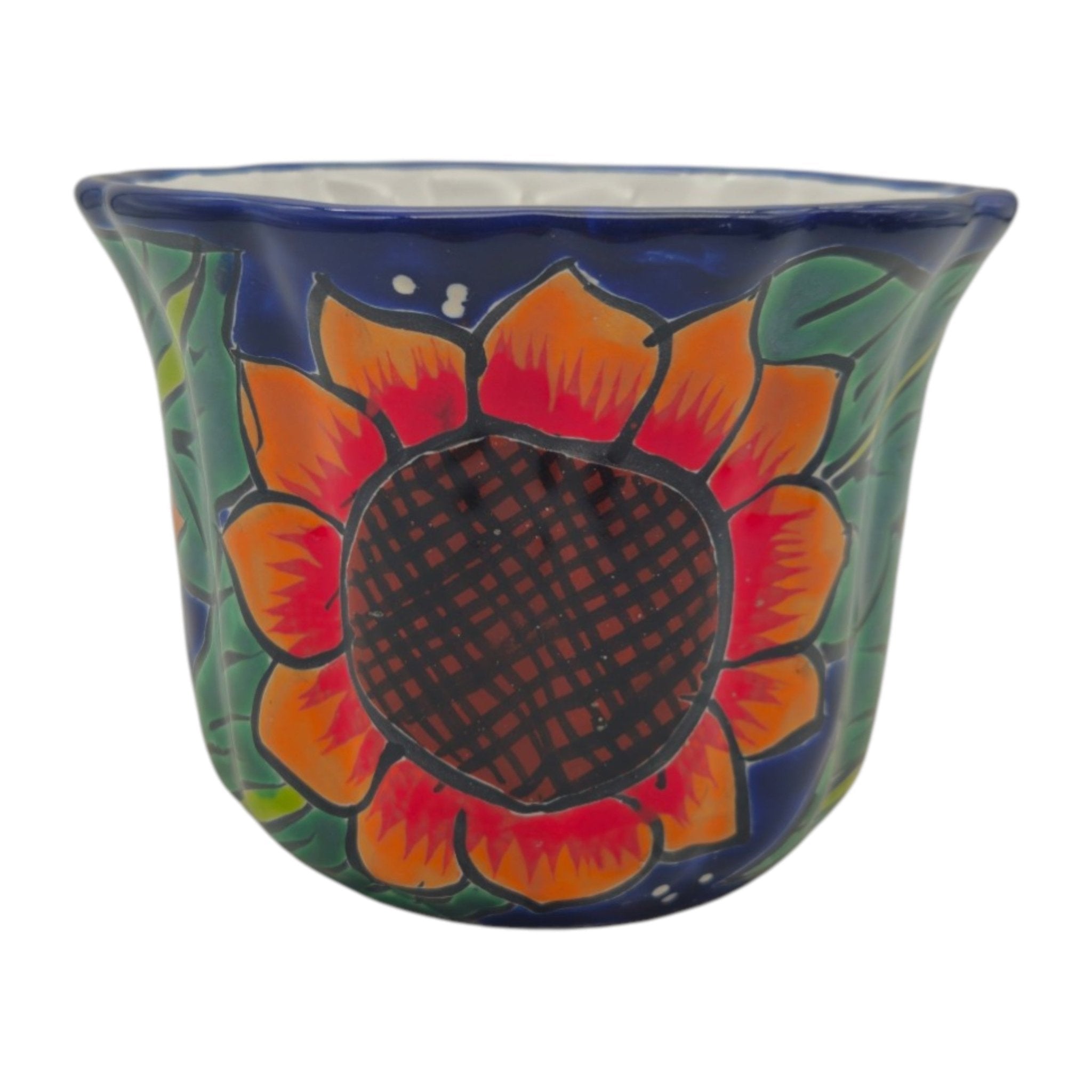 Mexican Talavera Sunflower Pot | Handmade Ceramic Planter Talavera Flower Pot La Vie Bien Mexican Talavera Sunflower Pot | Handmade Ceramic Planter