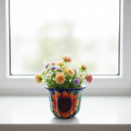 Mexican Talavera Sunflower Pot | Handmade Ceramic Planter Talavera Flower Pot La Vie Bien Mexican Talavera Sunflower Pot | Handmade Ceramic Planter