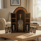 Mexican Tequila Decanter Set | 6 Shot Glasses & Wooden Display Mexican Decanter La Vie Bien Mexican Tequila Decanter Set | 6 Shot Glasses & Wooden Display
