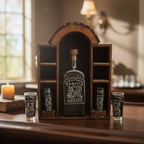 Mexican Tequila Decanter Set | 6 Shot Glasses & Wooden Display Mexican Decanter La Vie Bien Mexican Tequila Decanter Set | 6 Shot Glasses & Wooden Display