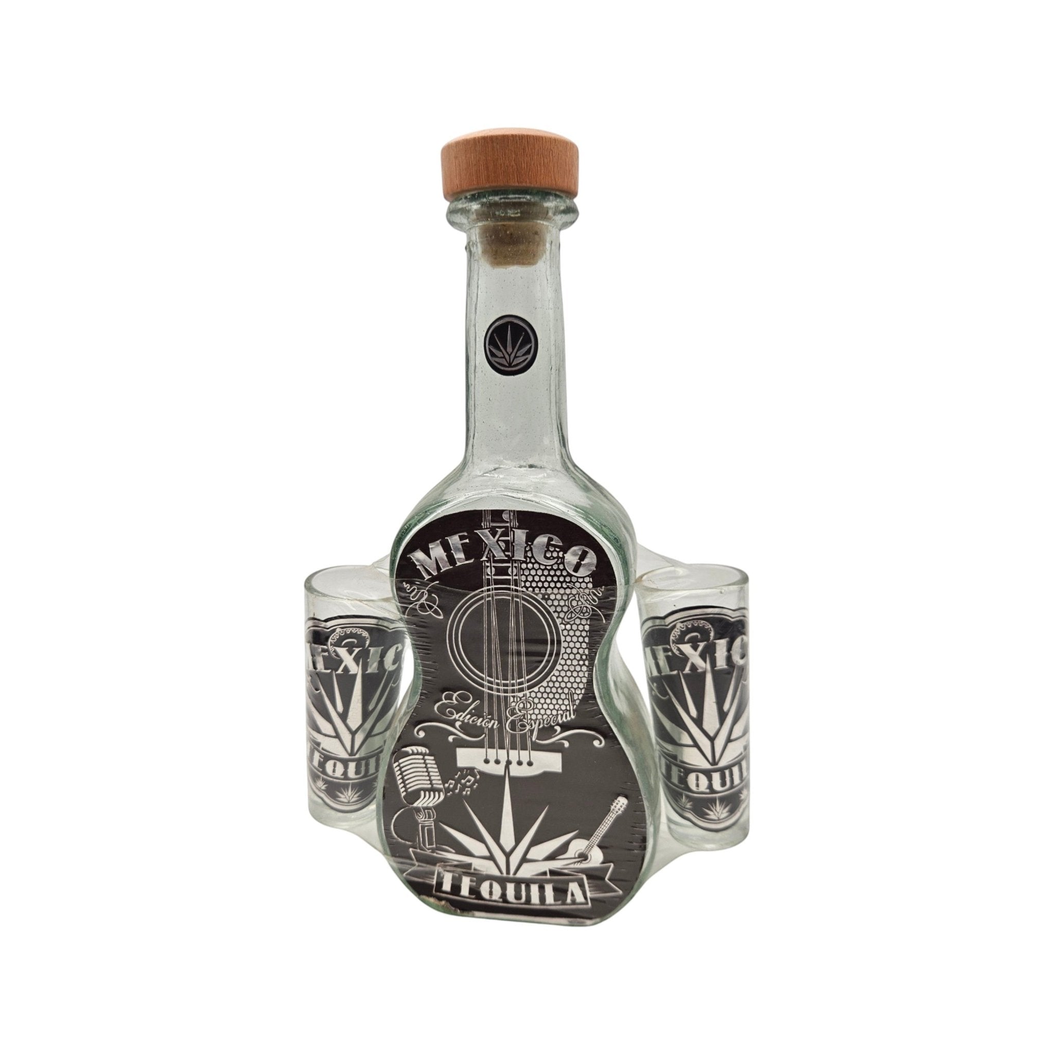 Mexican Tequila Decanter Set | Guitar Design with Shot Glasses Mexican Decanter La Vie Bien Mexican Tequila Decanter Set | Guitar Design with Shot Glasses