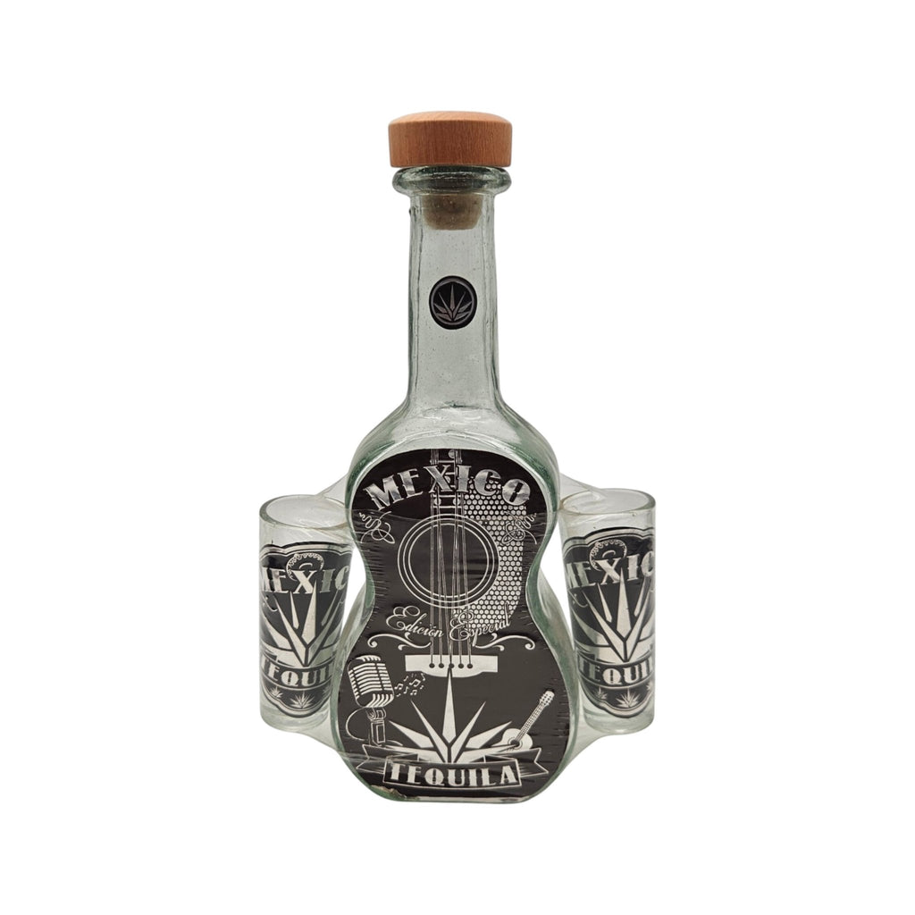 Mexican Tequila Decanter Set | Guitar Design with Shot Glasses Mexican Decanter La Vie Bien Mexican Tequila Decanter Set | Guitar Design with Shot Glasses