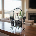 Mexican Tequila Decanter Set | Handmade Metal Holder