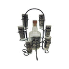 Mexican Tequila Decanter Set | Handmade Metal Holder Mexican Decanter La Vie Bien Mexican Tequila Decanter Set | Handmade Metal Holder