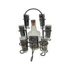 Mexican Tequila Decanter Set | Handmade Metal Holder Mexican Decanter La Vie Bien Mexican Tequila Decanter Set | Handmade Metal Holder