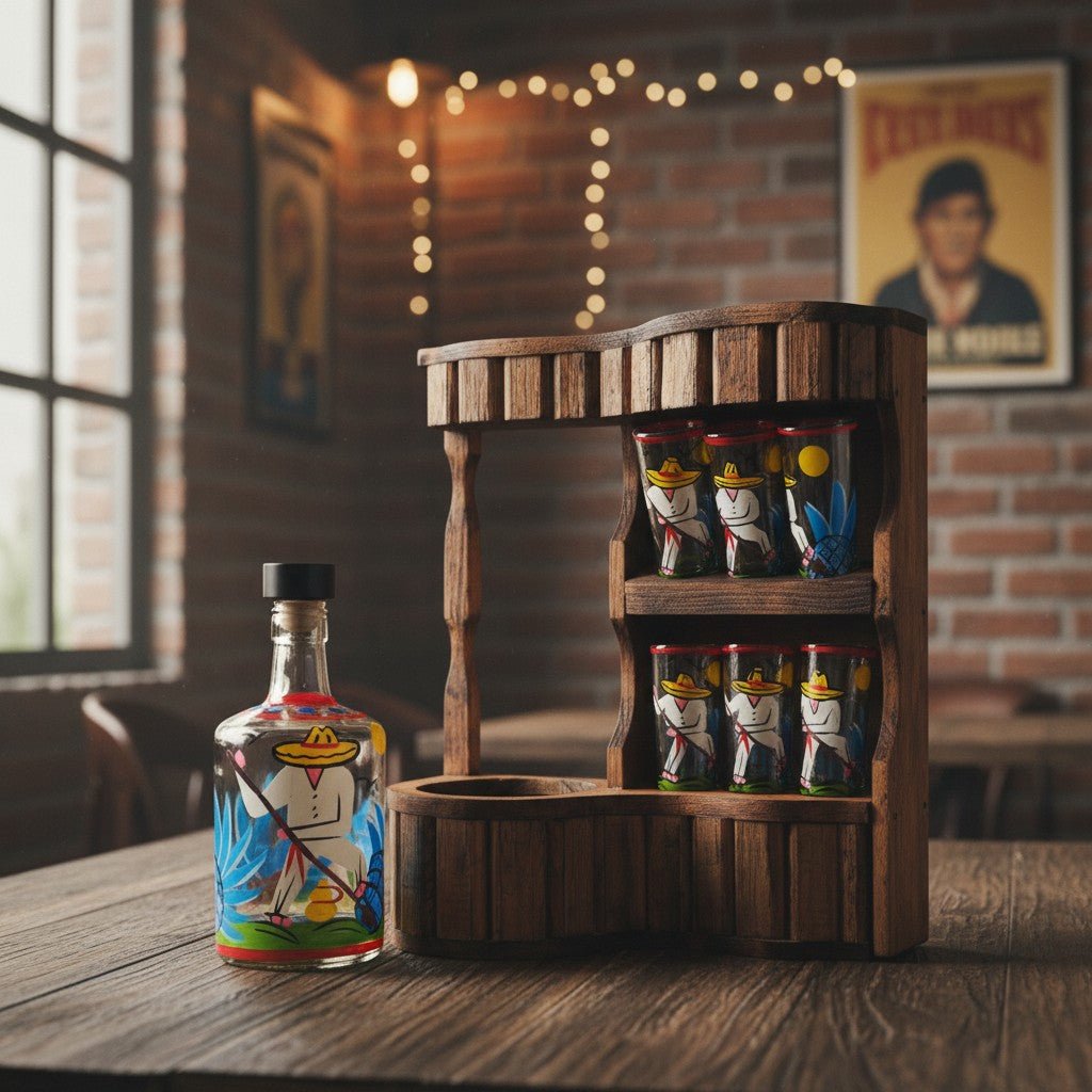 Mexican Tequila Decanter Set | Rustic Cantina Bar Display Mexican Decanter La Vie Bien Mexican Tequila Decanter Set | Rustic Cantina Bar Display