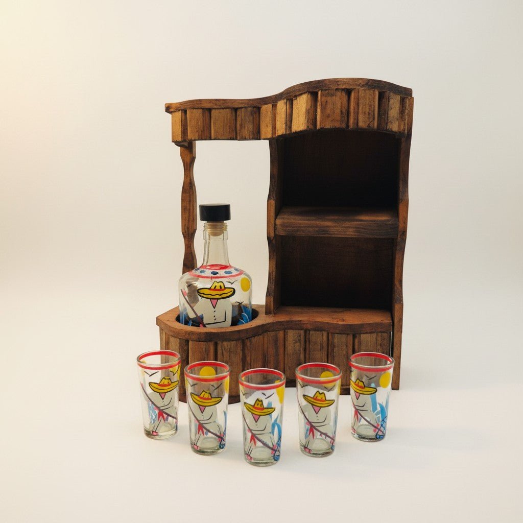 Mexican Tequila Decanter Set | Rustic Cantina Bar Display Mexican Decanter La Vie Bien Mexican Tequila Decanter Set | Rustic Cantina Bar Display