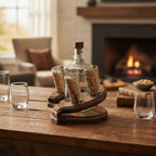 Mexican Tequila Decanter Set | Rustic Horseshoe Wood Display Mexican Decanter La Vie Bien Mexican Tequila Decanter Set | Rustic Horseshoe Wood Display